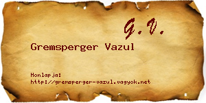 Gremsperger Vazul névjegykártya